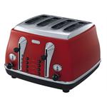 Model Number: CTO4003R
	4-Slice toaster
	Unique high gloss, Red finish with chromed details
	Electronic controls: reheat, defrost, one-side bagel and cancel
	All functions with neon indicator
	Ex...